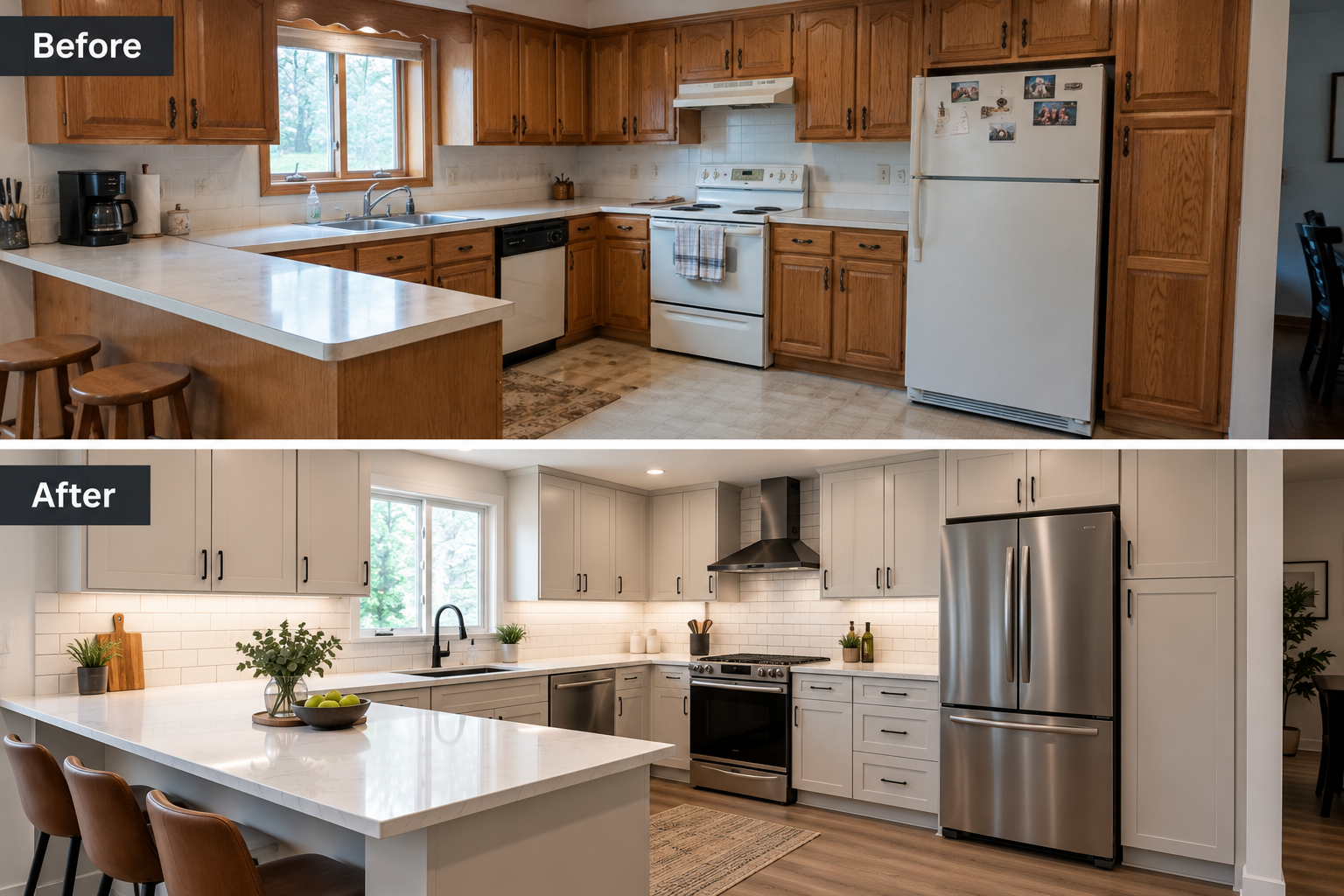 Kitchen remodel before and after